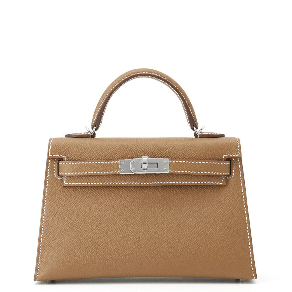 エルメス ハンドバッグ ミニケリー2 外縫い ゴールド/シルバー金具 エプソン K刻印 2wayショルダー