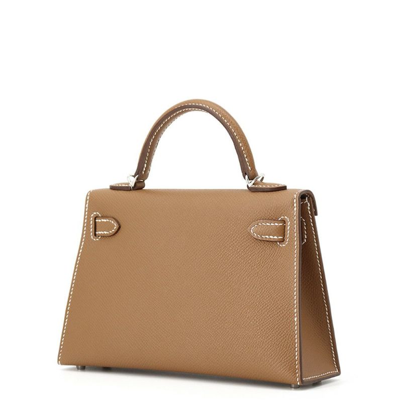 エルメス ハンドバッグ ミニケリー2 外縫い ゴールド/シルバー金具 エプソン K刻印 2wayショルダー