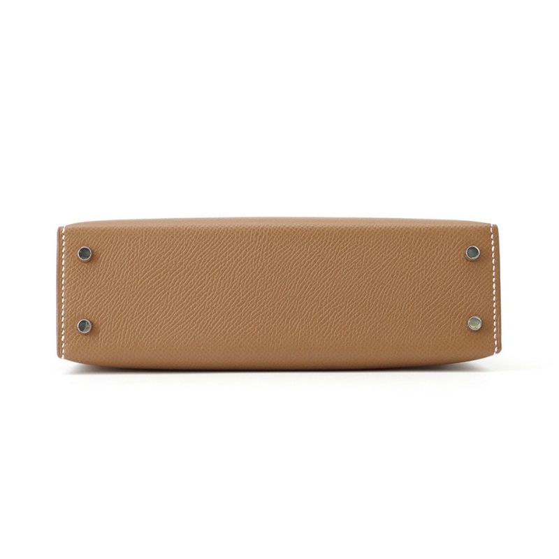 エルメス ハンドバッグ ミニケリー2 外縫い ゴールド/シルバー金具 エプソン K刻印 2wayショルダー