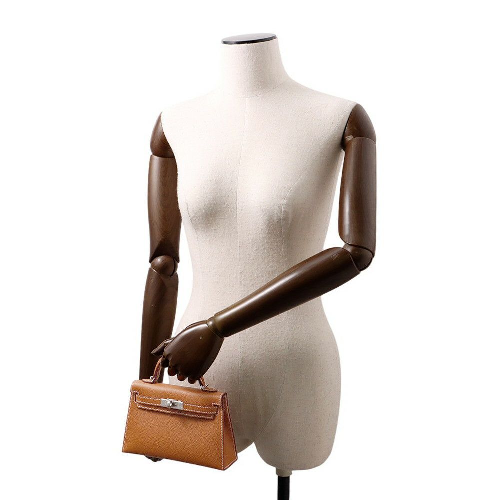 エルメス ハンドバッグ ミニケリー2 外縫い ゴールド/シルバー金具 エプソン K刻印 2wayショルダー