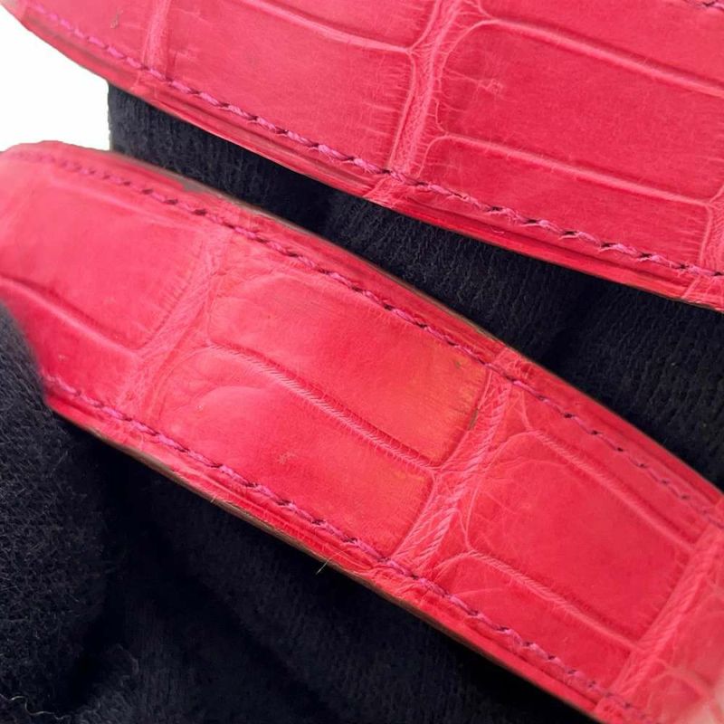 エルメス トートバッグ プティアッシュ ベージュ/ピンク/シルバー金具 トワルアッシュ/クロコ/シルク