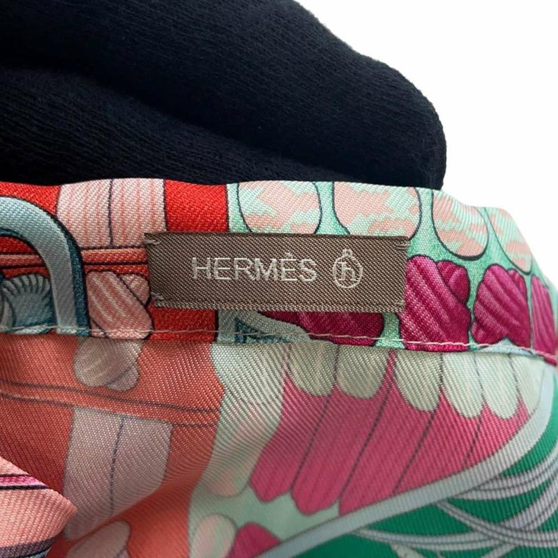 エルメス トートバッグ プティアッシュ ベージュ/ピンク/シルバー金具 トワルアッシュ/クロコ/シルク