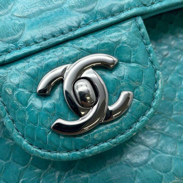 シャネル チェーンショルダーバッグ ココマーク パイソン CHANEL ブルー