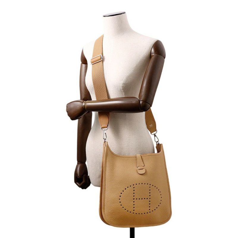 エルメス ショルダーバッグ エブリン3 PM ビスキュイ/シルバー金具 トリヨンクレマンス Z刻印 HERMES Evelyne