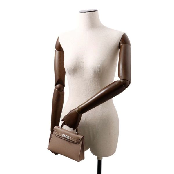 エルメス ハンドバッグ ミニケリー2 外縫い エトゥープ/シルバー金具 エプソン K印 2wayショルダー