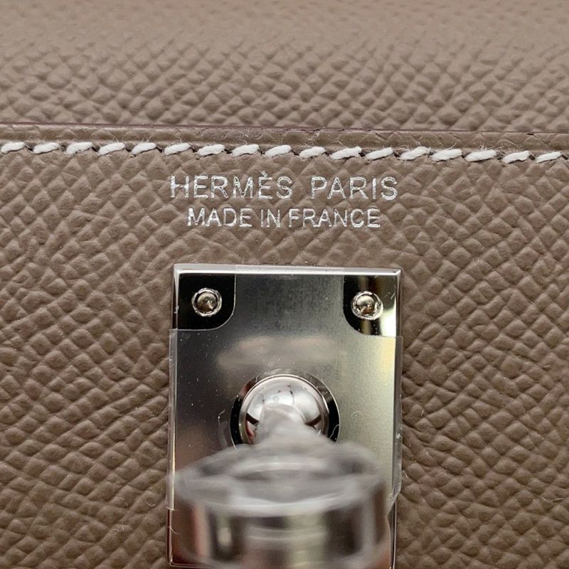 エルメス ハンドバッグ ミニケリー2 外縫い エトゥープ/シルバー金具 エプソン K印 2wayショルダー