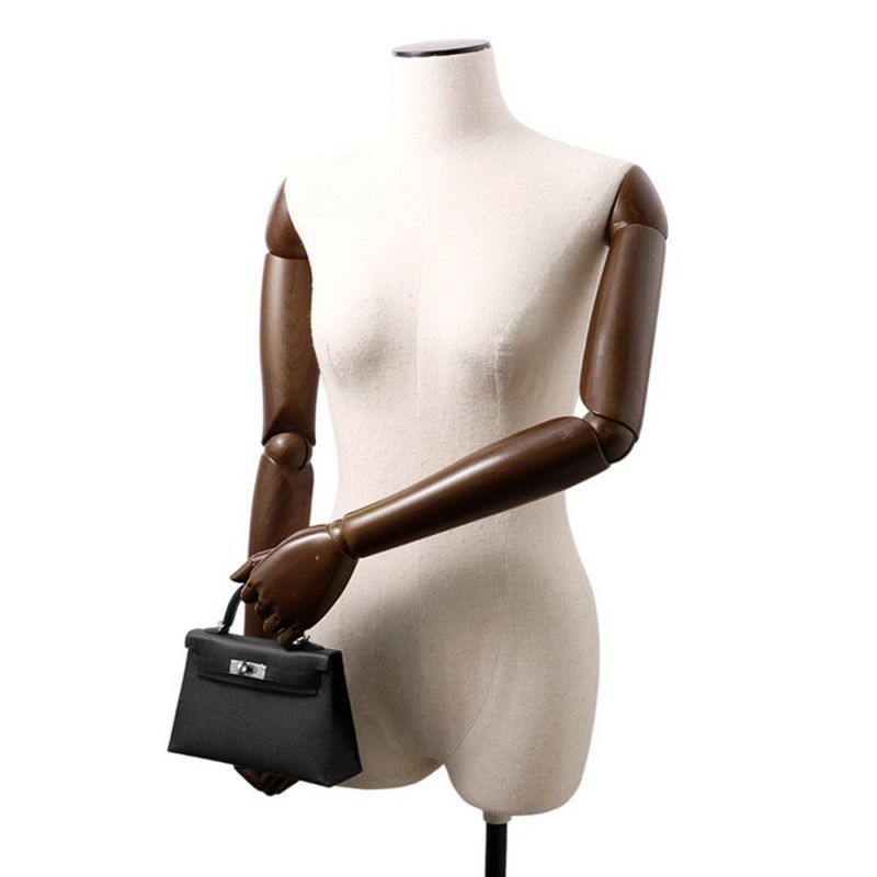 エルメス ハンドバッグ ミニケリー2 外縫い ヴェルソ ブラック/ゴールド/シルバー金具 エプソン W刻印 HERMES 2way SPO 黒