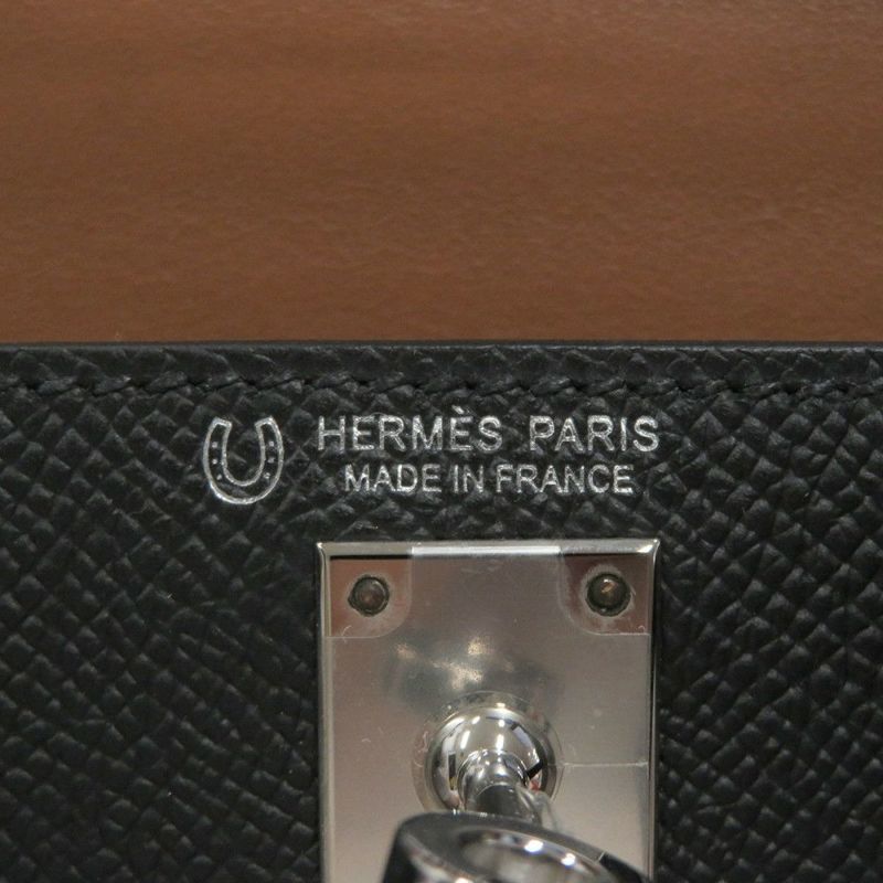 エルメス ハンドバッグ ミニケリー2 外縫い ヴェルソ ブラック/ゴールド/シルバー金具 エプソン W刻印 HERMES 2way SPO 黒