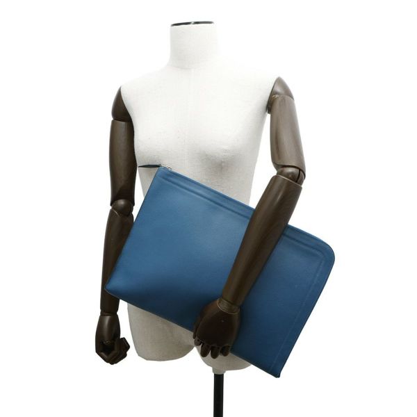 エルメス クラッチバッグ ブルードガリス/シルバー金具 エバーカラー □Q刻印 HERMES バッグ メンズ