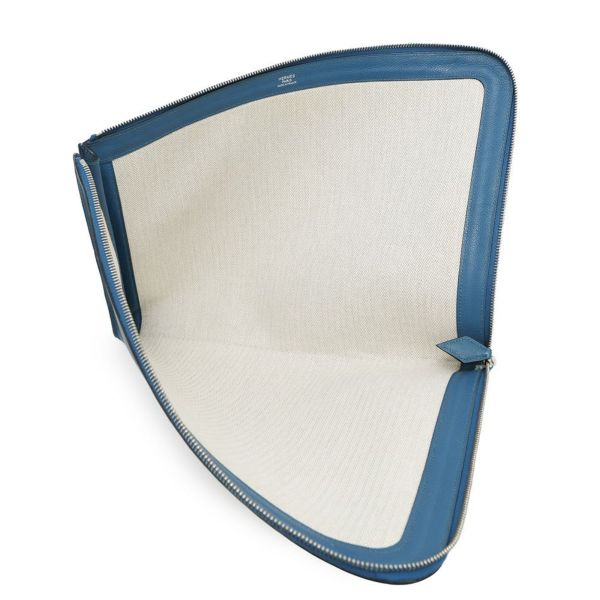 エルメス クラッチバッグ ブルードガリス/シルバー金具 エバーカラー □Q刻印 HERMES バッグ メンズ