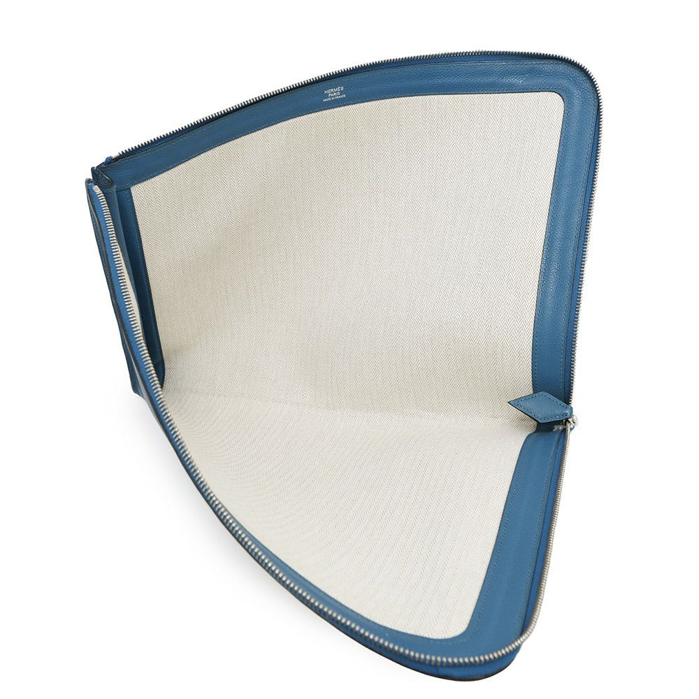 エルメス クラッチバッグ ブルードガリス/シルバー金具 エバーカラー □Q刻印 HERMES バッグ メンズ