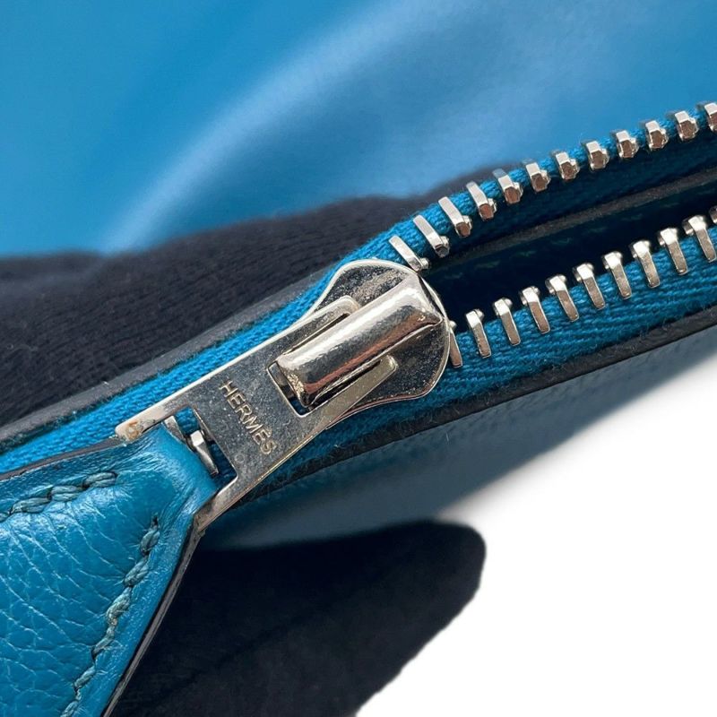 エルメス クラッチバッグ ブルードガリス/シルバー金具 エバーカラー □Q刻印 HERMES バッグ メンズ