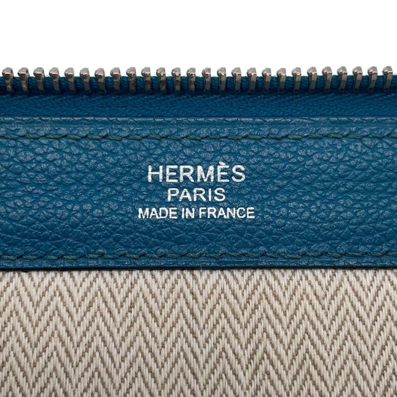 エルメス クラッチバッグ ブルードガリス/シルバー金具 エバーカラー □Q刻印 HERMES バッグ メンズ