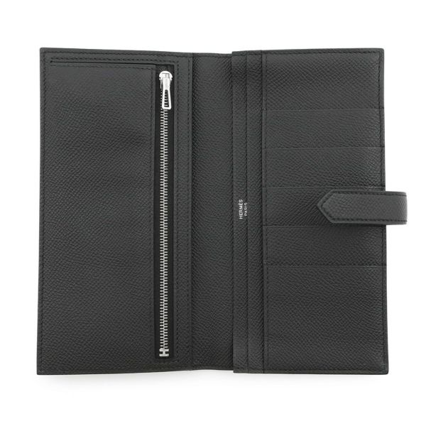 エルメス 長財布 ベアンスフレ ブラック/モノクローム金具 エプソン B刻印 HERMES 財布 黒