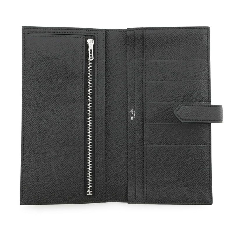 エルメス 長財布 ベアンスフレ ブラック/モノクローム金具 エプソン B刻印 HERMES 財布 黒