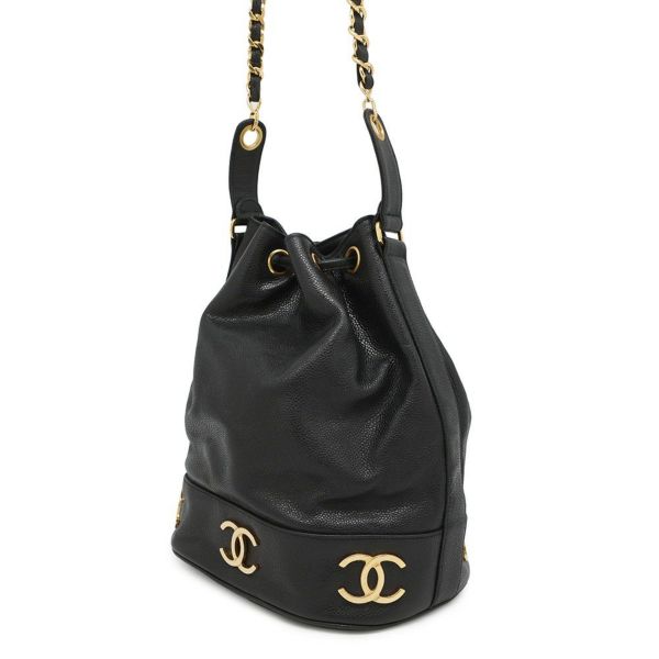 シャネル ショルダーバッグ トリプルココマーク キャビアスキン CHANEL 黒