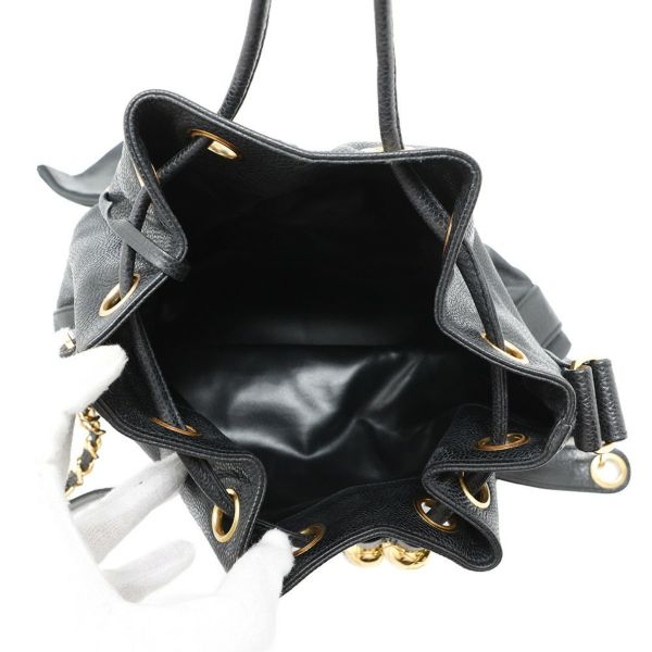 シャネル ショルダーバッグ トリプルココマーク キャビアスキン CHANEL 黒