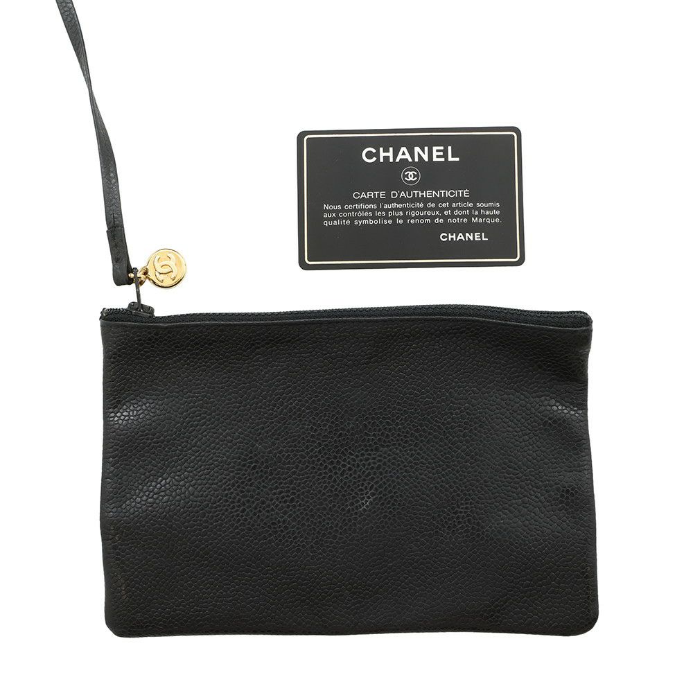 シャネル ショルダーバッグ トリプルココマーク キャビアスキン CHANEL 黒