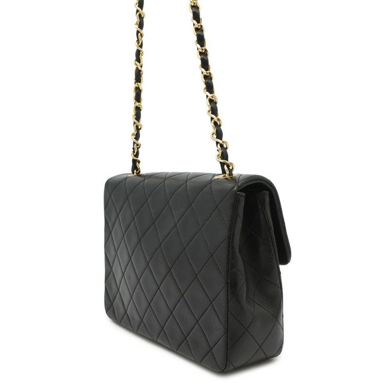 シャネル チェーンショルダーバッグ マトラッセ20 ココマーク ミニ ラムスキン A01163 CHANEL シングルチェーン 黒