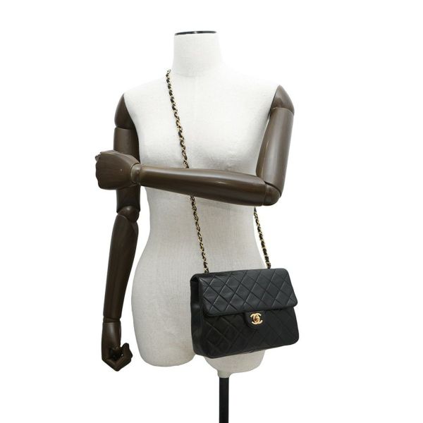 シャネル チェーンショルダーバッグ マトラッセ20 ココマーク ミニ ラムスキン A01163 CHANEL シングルチェーン 黒