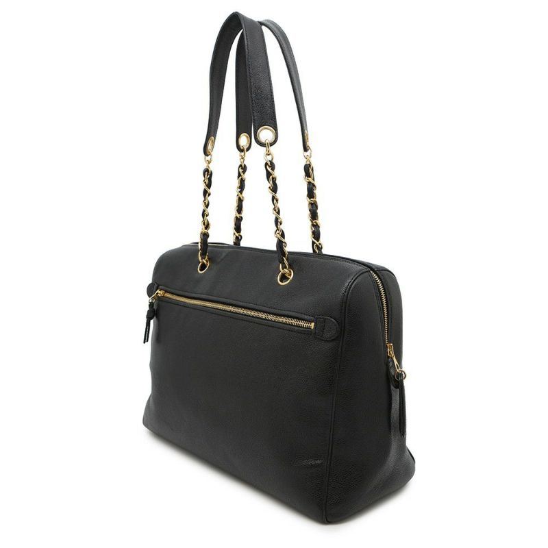 シャネル チェーントートバッグ ココマーク キャビアスキン CHANEL 黒