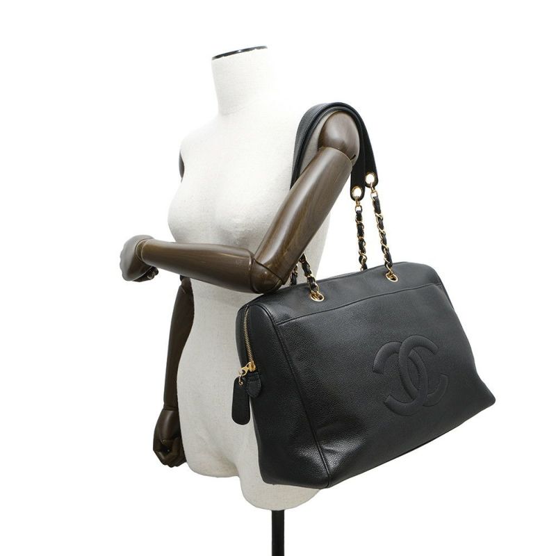 シャネル チェーントートバッグ ココマーク キャビアスキン CHANEL 黒