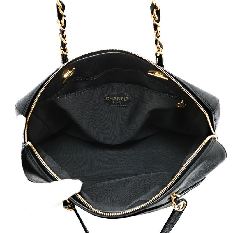 シャネル チェーントートバッグ ココマーク キャビアスキン CHANEL 黒