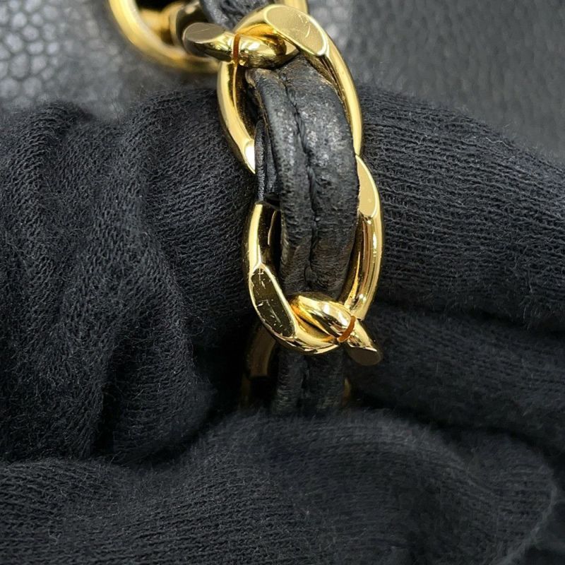 シャネル チェーントートバッグ ココマーク キャビアスキン CHANEL 黒