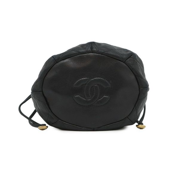 シャネル チェーンショルダーバッグ マトラッセ ココマーク 巾着バッグ ラムスキン CHANEL 黒