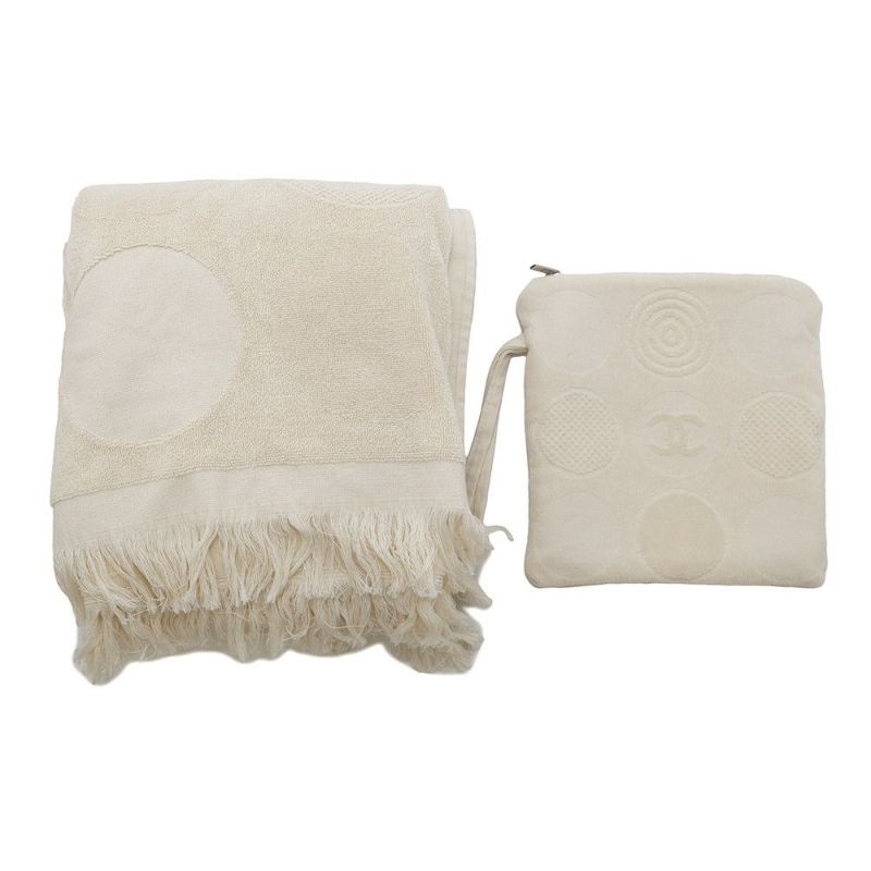 シャネル トートバッグ ビーチバッグセット ココマーク コットン CHANEL ポーチ タオル付き