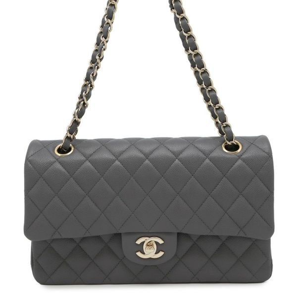 シャネル チェーンショルダーバッグ マトラッセ25 ココマーク キャビアスキン ダブルチェーン A01112 CHANEL
