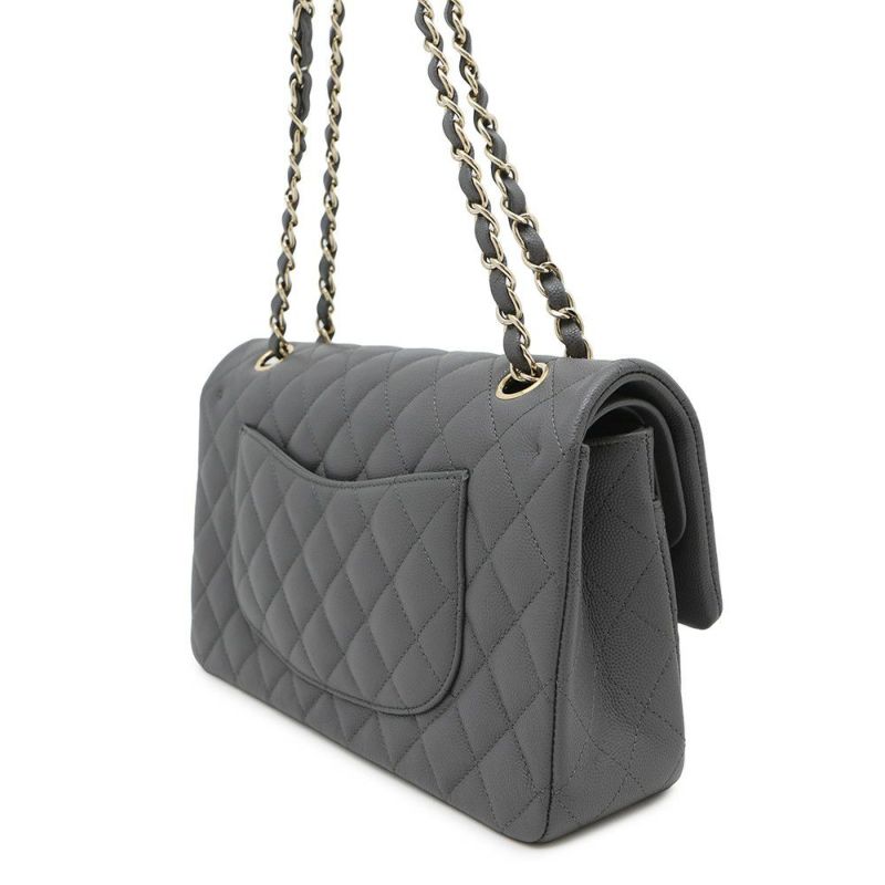 シャネル チェーンショルダーバッグ マトラッセ25 ココマーク キャビアスキン ダブルチェーン A01112 CHANEL