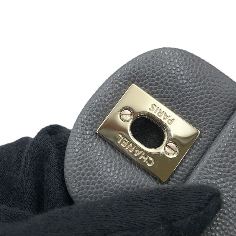 シャネル チェーンショルダーバッグ マトラッセ25 ココマーク キャビアスキン ダブルチェーン A01112 CHANEL