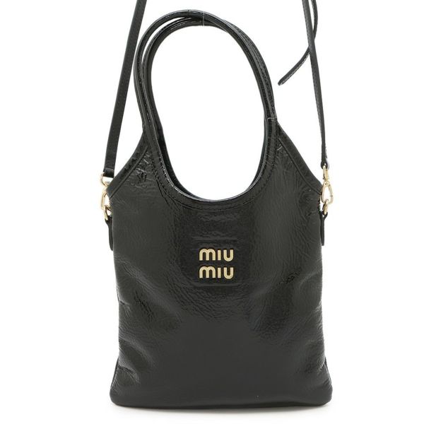 ミュウミュウ ハンドバッグ アイビー  パテントレザー 5BA281 Miu Miu 2wayショルダー 黒