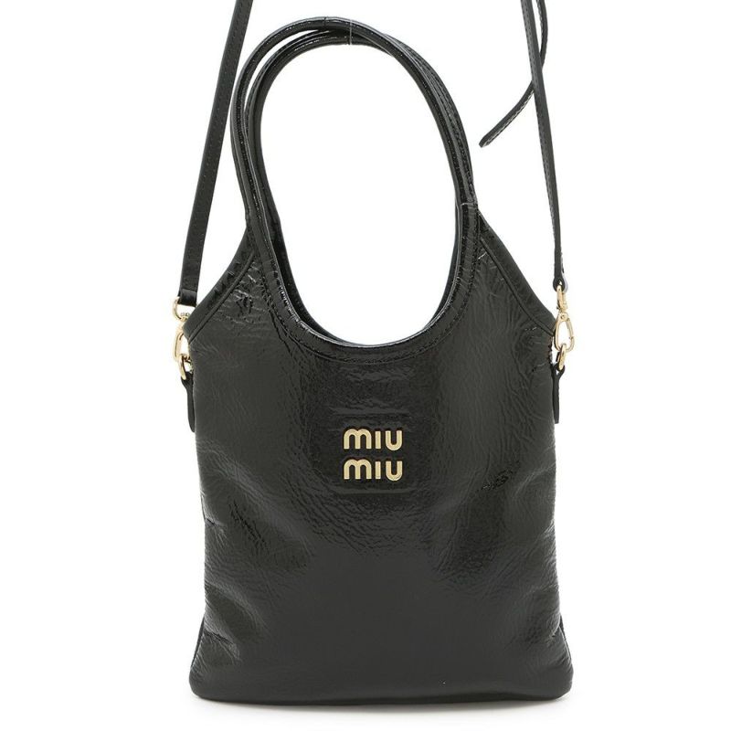ミュウミュウ ハンドバッグ アイビー  パテントレザー 5BA281 Miu Miu 2wayショルダー 黒