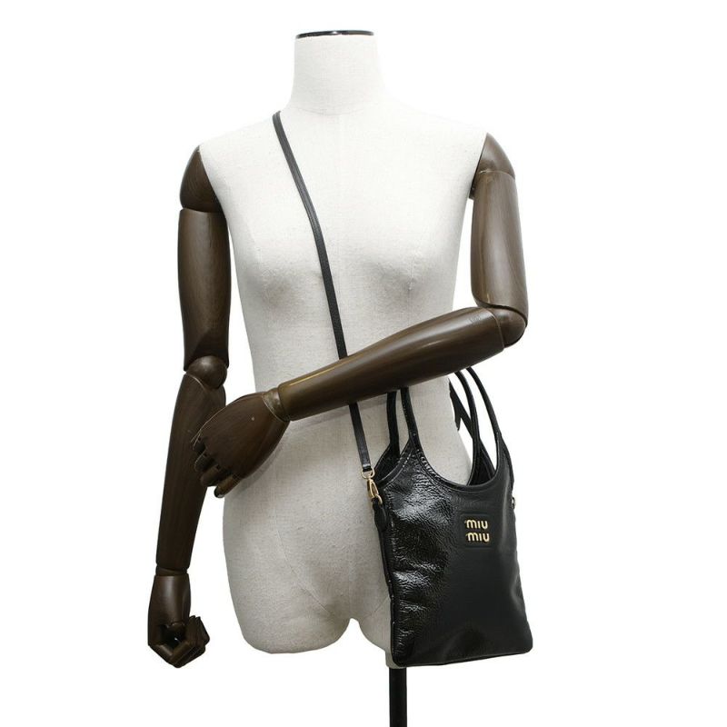 ミュウミュウ ハンドバッグ アイビー  パテントレザー 5BA281 Miu Miu 2wayショルダー 黒