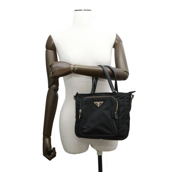 プラダ ハンドバッグ ナイロン サフィアーノ 1BG308 PRADA 2wayショルダー 黒
