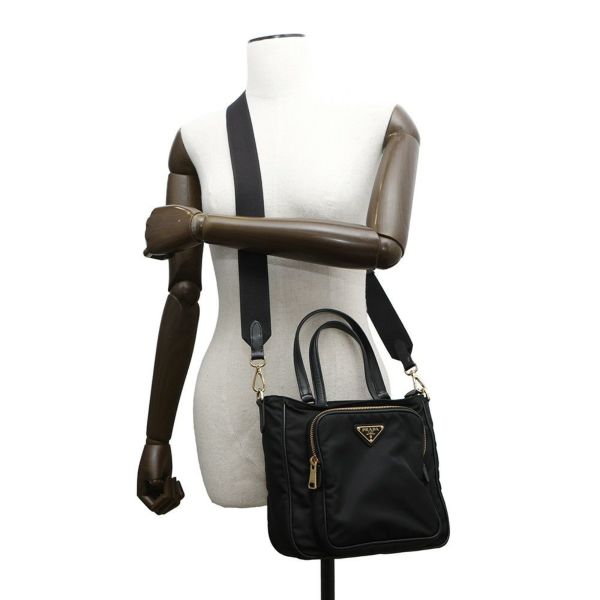 プラダ ハンドバッグ ナイロン サフィアーノ 1BG308 PRADA 2wayショルダー 黒