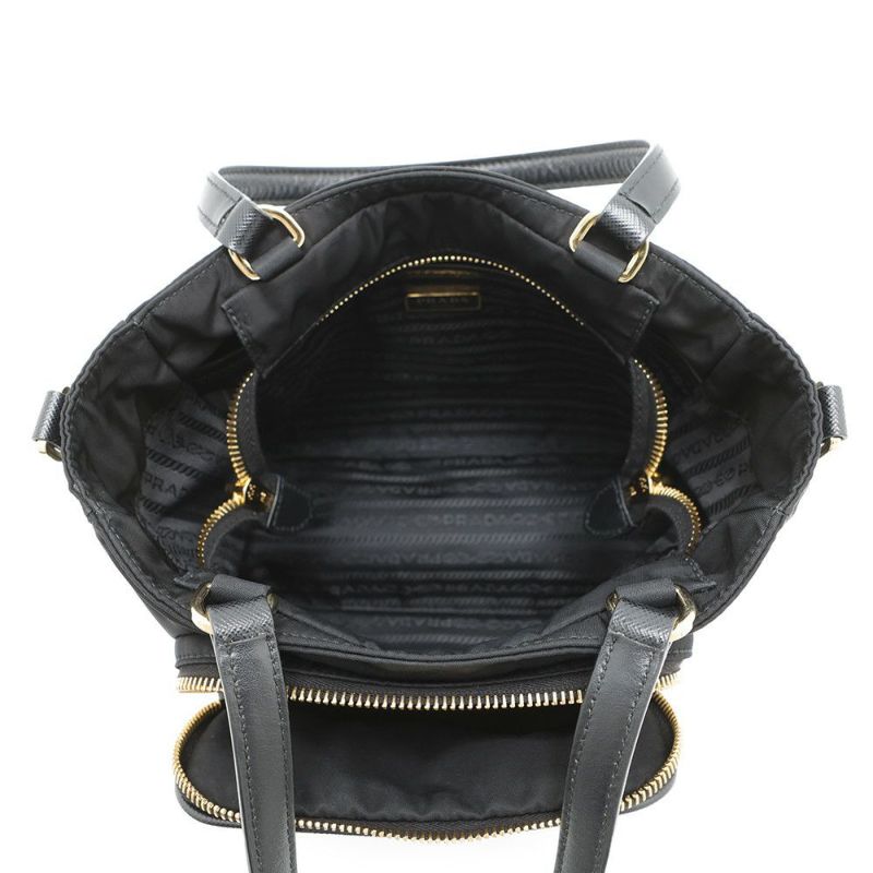 プラダ ハンドバッグ ナイロン サフィアーノ 1BG308 PRADA 2wayショルダー 黒