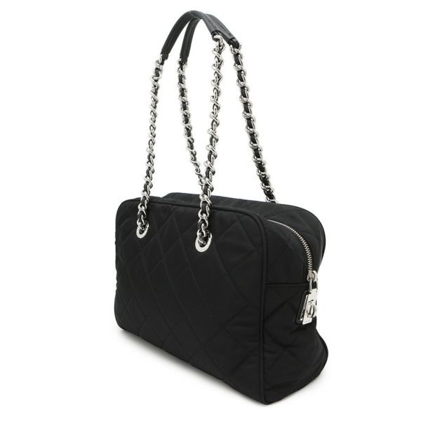 プラダ チェーンショルダーバッグ キルティング ナイロン ブラック 1BB903 PRADA バッグ 黒