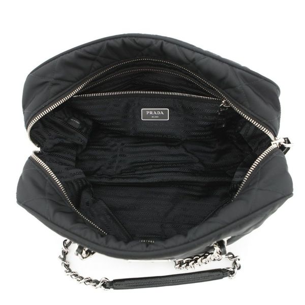 プラダ チェーンショルダーバッグ キルティング ナイロン ブラック 1BB903 PRADA バッグ 黒