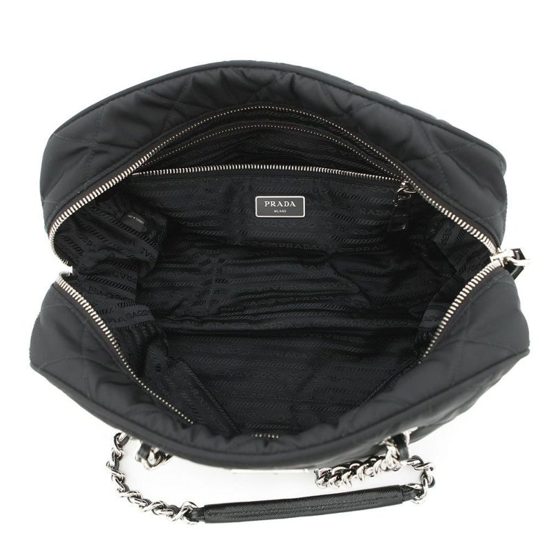 プラダ チェーンショルダーバッグ キルティング ナイロン ブラック 1BB903 PRADA バッグ 黒