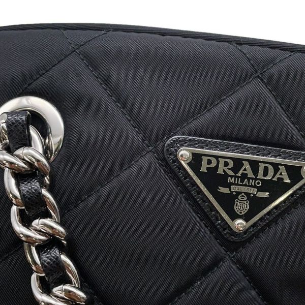 プラダ チェーンショルダーバッグ キルティング ナイロン ブラック 1BB903 PRADA バッグ 黒