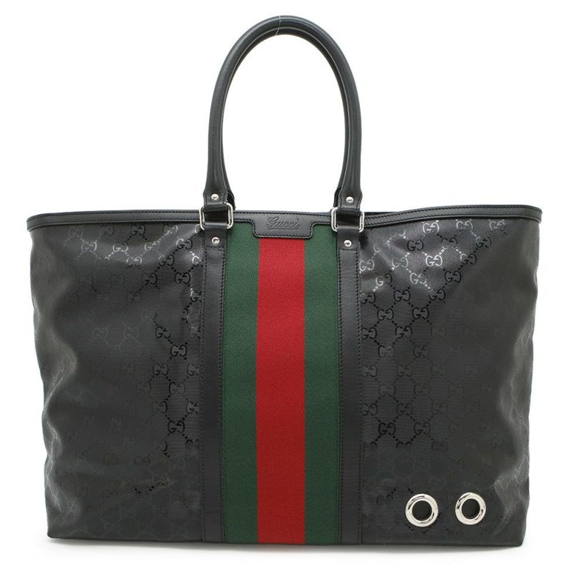 グッチ トートバッグ GGインプリメ シェリーライン PVC レザー 347987 GUCCI バッグ 黒