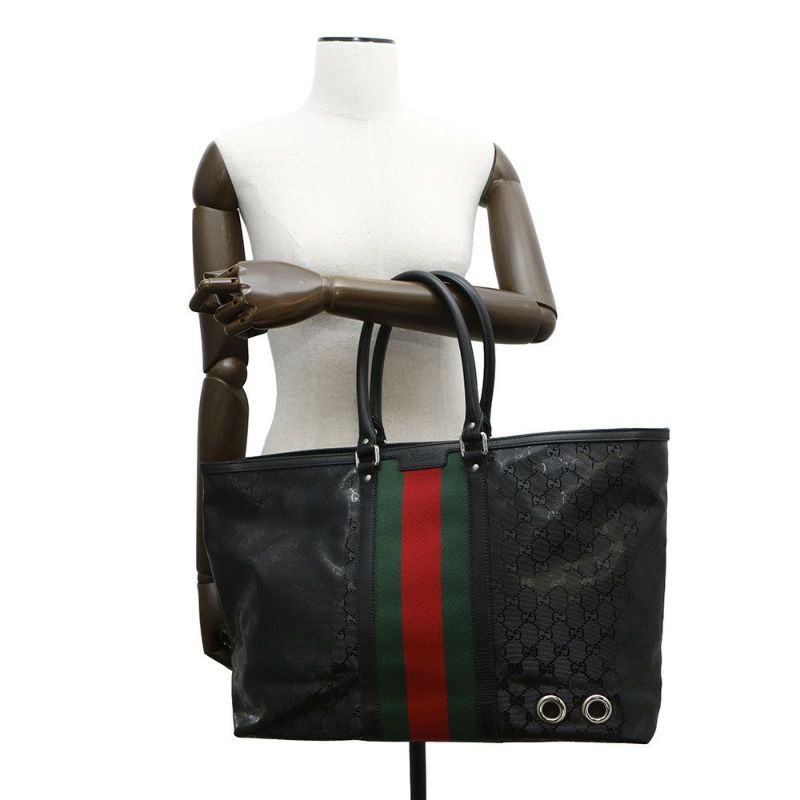 グッチ トートバッグ GGインプリメ シェリーライン PVC レザー 347987 GUCCI バッグ 黒