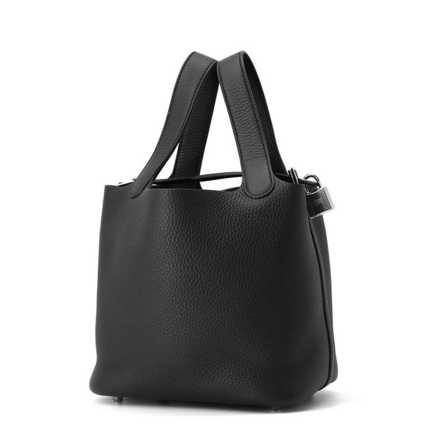 エルメス ハンドバッグ ピコタンロックPM ブラック/シルバー金具 トリヨンクレマンス K刻印 HERMES トートバッグ 黒