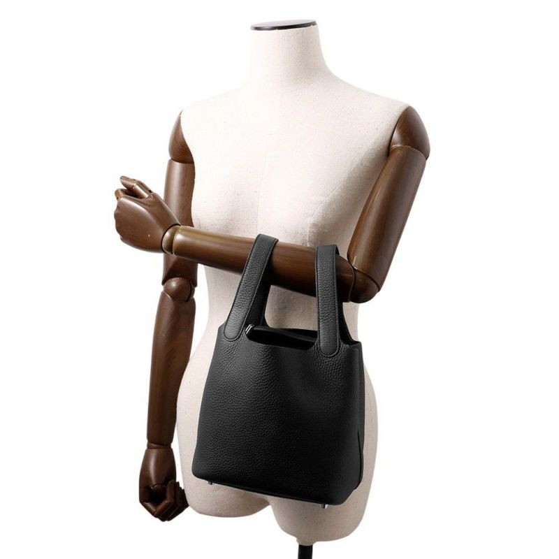 エルメス ハンドバッグ ピコタンロックPM ブラック/シルバー金具 トリヨンクレマンス K刻印 HERMES トートバッグ 黒