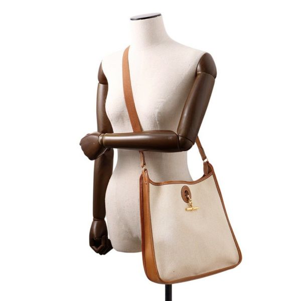 エルメス ショルダーバッグ ヴェスパPM ゴールド/ゴールド金具 トワルアッシュ/レザー □B刻印