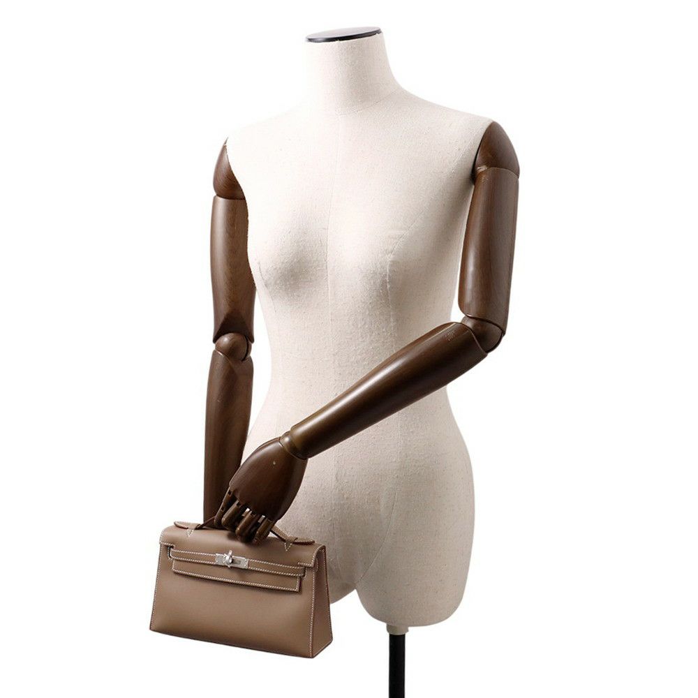 エルメス ハンドバッグ ポシェットケリー エトゥープ/シルバー金具 スイフト W刻印 HERMES バッグ