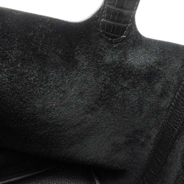 エルメス ハンドバッグ ピコタンロックPM タッチ ブラック/ゴールド金具 トリヨンクレマンス/アリゲーターマット U刻印 黒